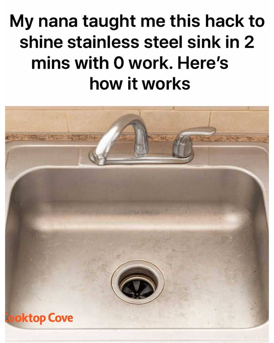 My nana taught me this hack to shine stainless steel sink in 2 mins with 0 work. Here’s how it works