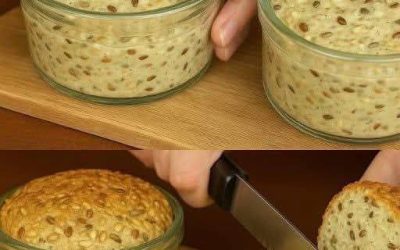 I don’t eat wheat flour! Bread in a jar in one minute! No yeast, no sugar. Ingredients: 3 eggs, 240 ml milk, 2 tbsp flax seeds, 2 tbsp psyllium husk
